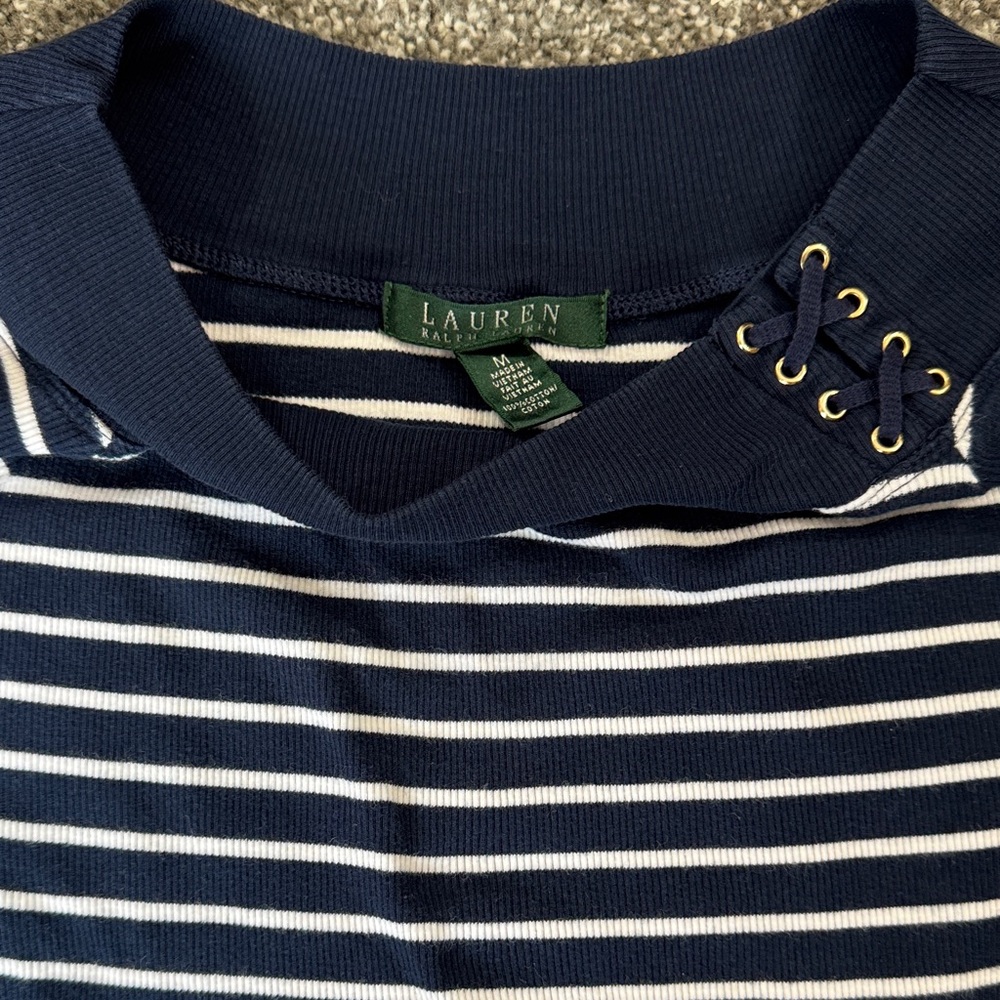 Lauren Ralph Lauren Navy Striped and Blue Tops size M and size S - Picture 2 of 14